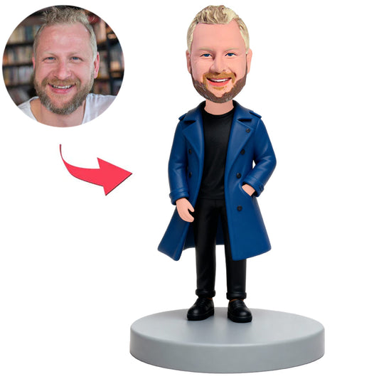 Handsome Man in Blue Windbreaker Custom Bobbleheads