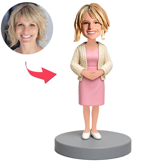 Female in Pink Dress Custom Bobbleheads