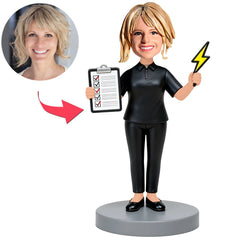 Woman Holding Lightning Symbol Custom Bobbleheads