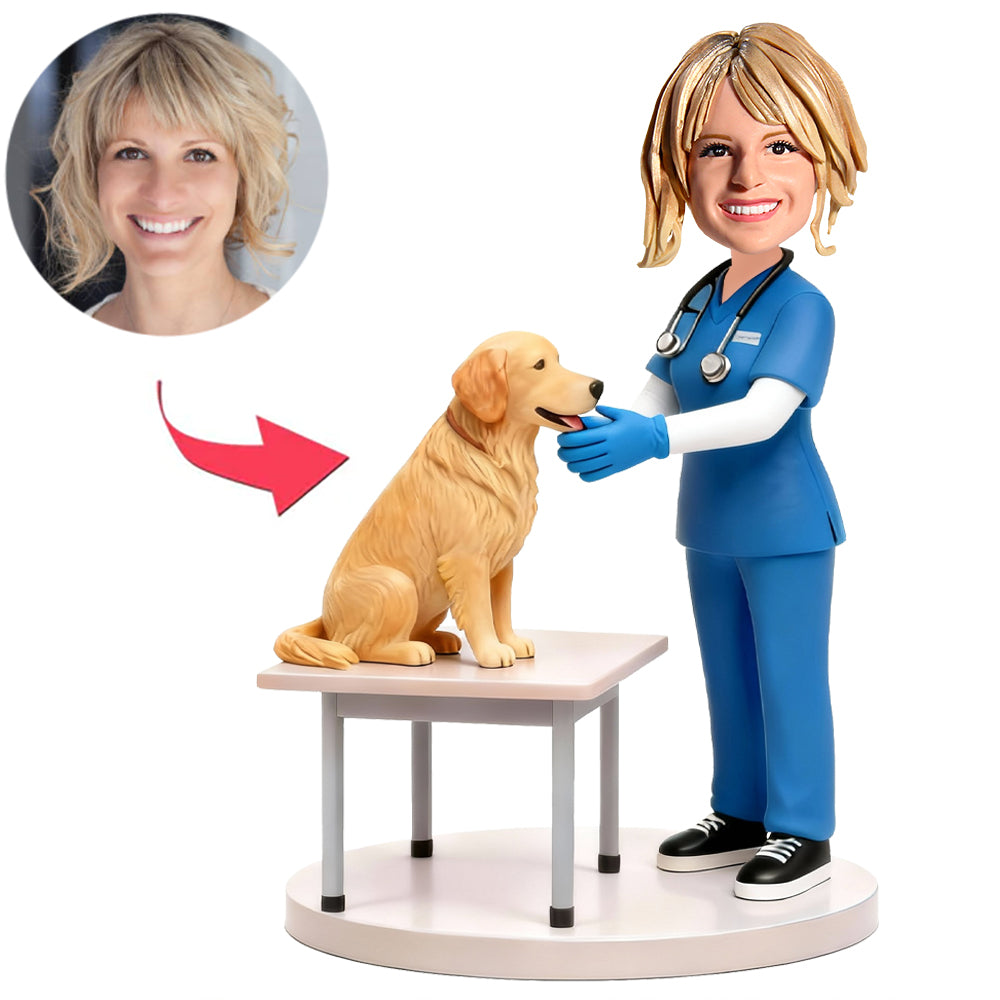 Veterinarian and Dog Custom Bobbleheads
