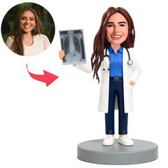 Radiology Female Doctor Held Chest X-Ray Custom Bobbleheads