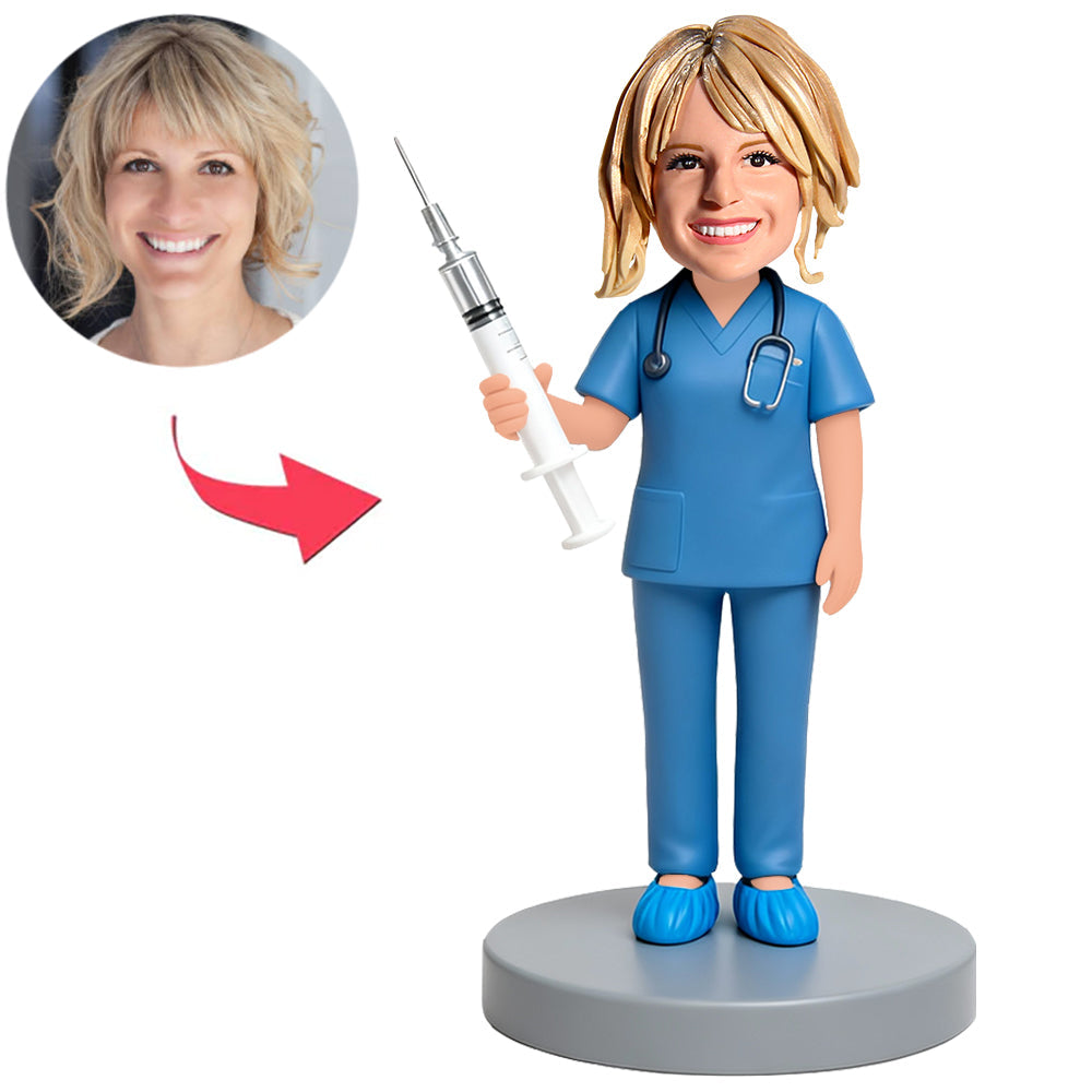 Anesthetist Female Doctor Held Syringe Custom Bobbleheads