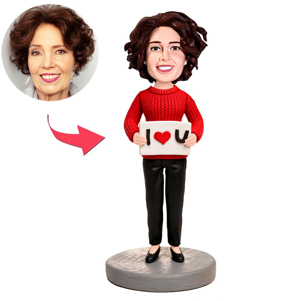 Woman Held Up A Sign Expressing Her Love Custom Bobbleheads