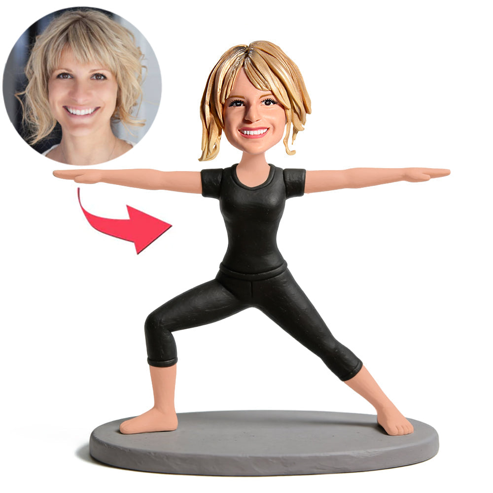 Yoga Woman Stretches Her Arms Custom Bobbleheads