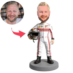 NASCAR in White Racing Suit Custom Bobbleheads
