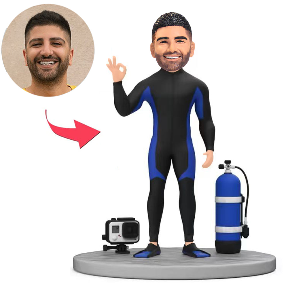 Male Diver Makes Ok Sign Custom Bobbleheads