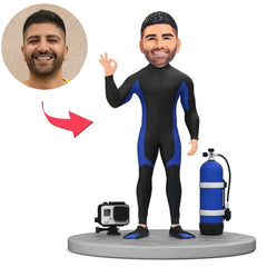 Male Diver Makes Ok Sign Custom Bobbleheads