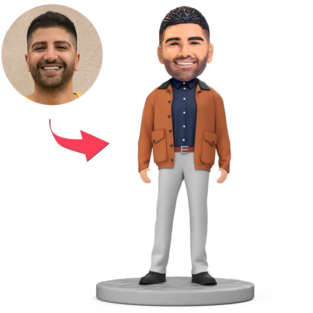 Men Wearing Orange Jackets Custom Bobbleheads