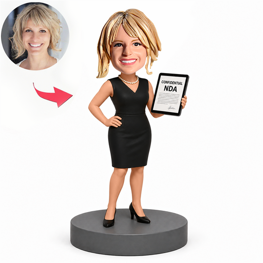 Female Lawyer with Confidential NDA Document Custom Bobbleheads