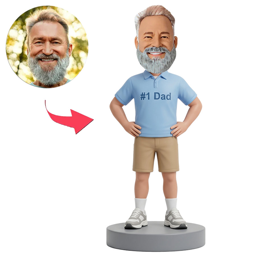 Male Dad Standing with Hands on Waist Custom Bobbleheads