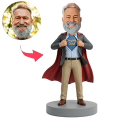 Male Business Dad Revealing Super Dad Shirt Custom Bobbleheads