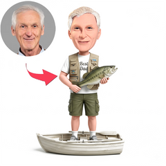 Casual Fishing Dad Male Custom Bobbleheads