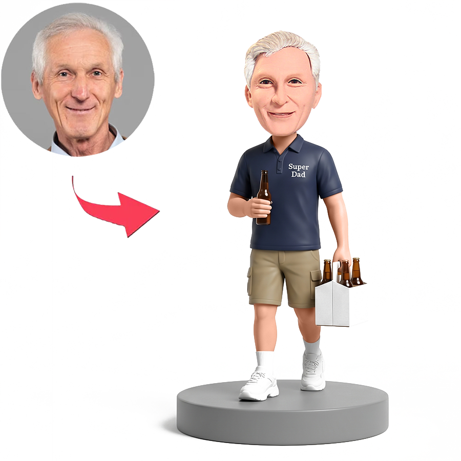 Relaxed Dad with Beer Crate Male Custom Bobbleheads