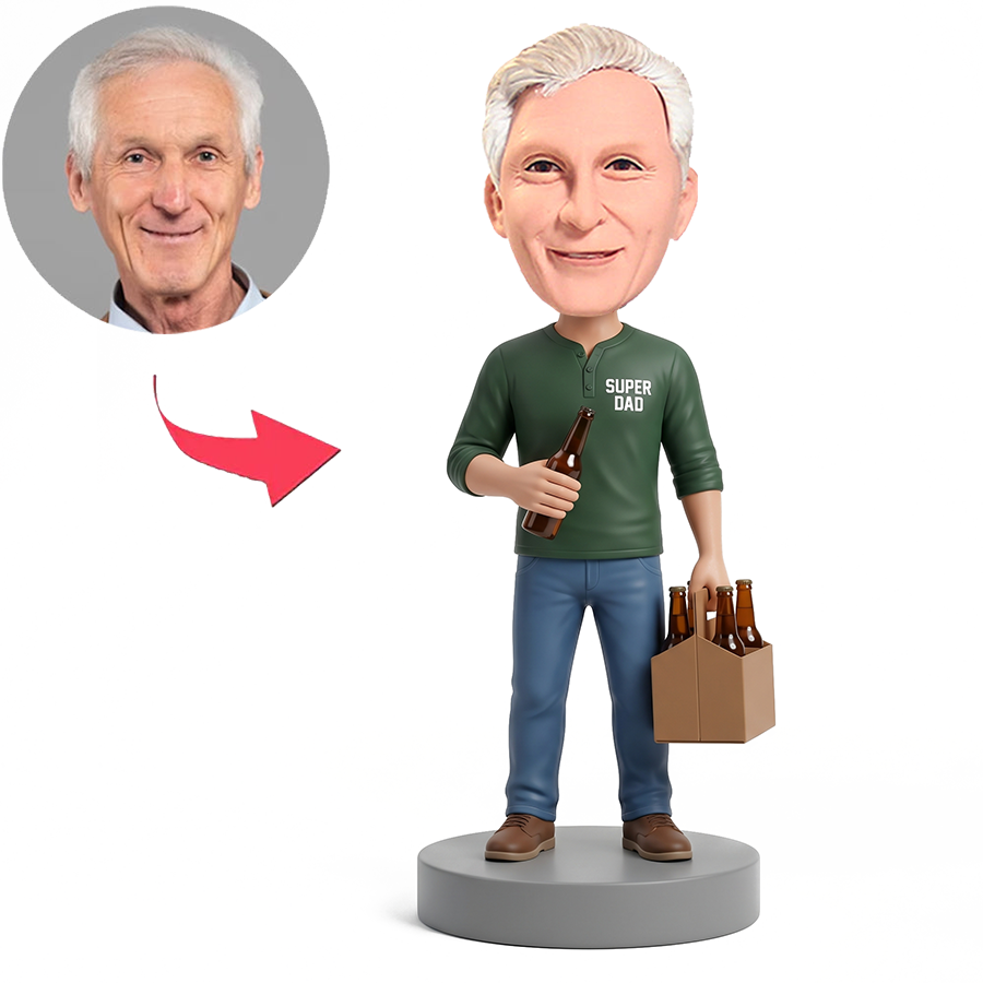 Fun Dad Holding Beer Bottle Male Custom Bobbleheads