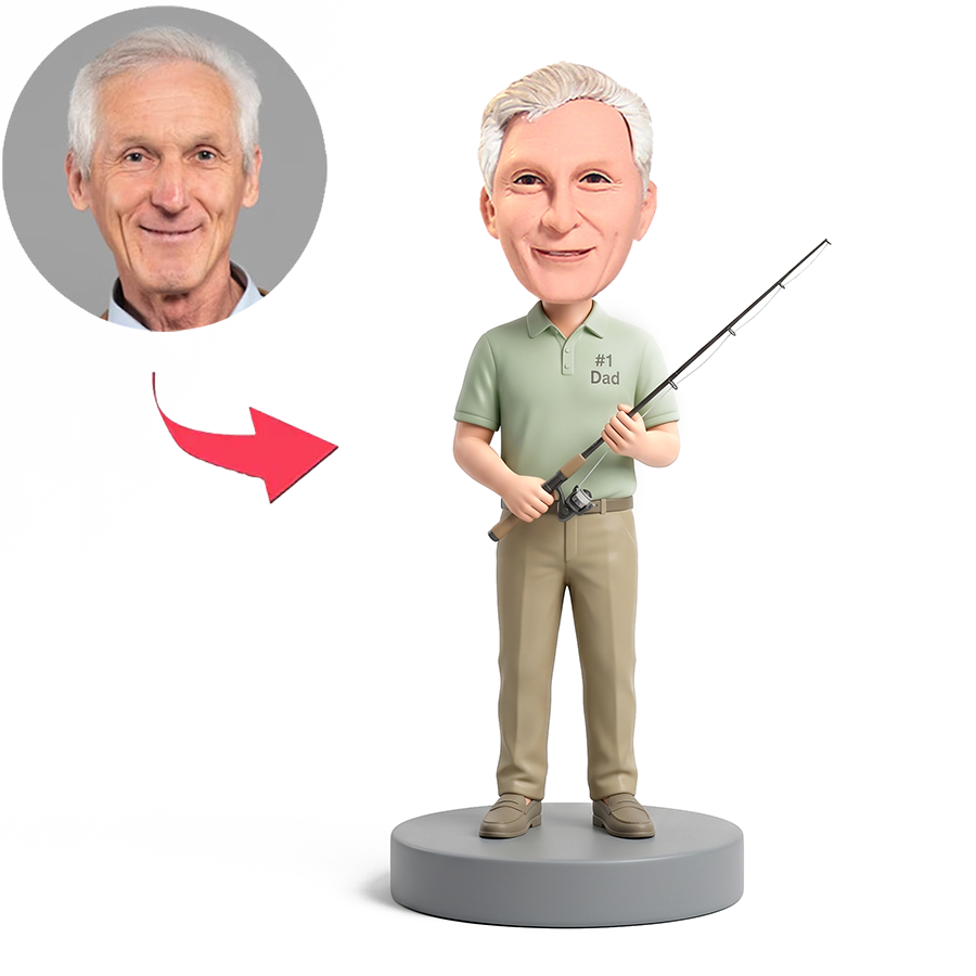 Dad Catching Big Fish Male Custom Bobbleheads