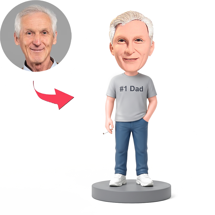 Casual Dad Smoking Male Custom Bobbleheads