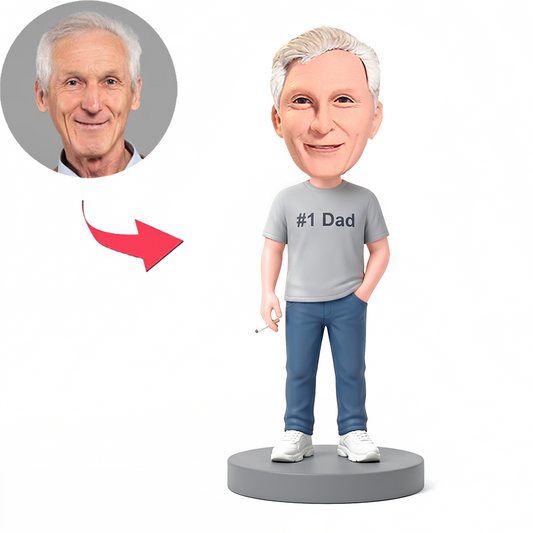Casual Dad Smoking Male Custom Bobbleheads
