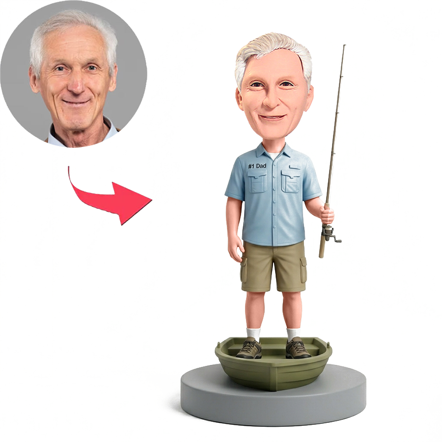 Relaxed Fishing Dad Male Custom Bobbleheads