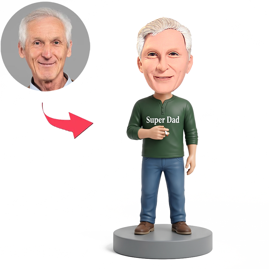 Relaxed Dad with Pipe Male Custom Bobbleheads