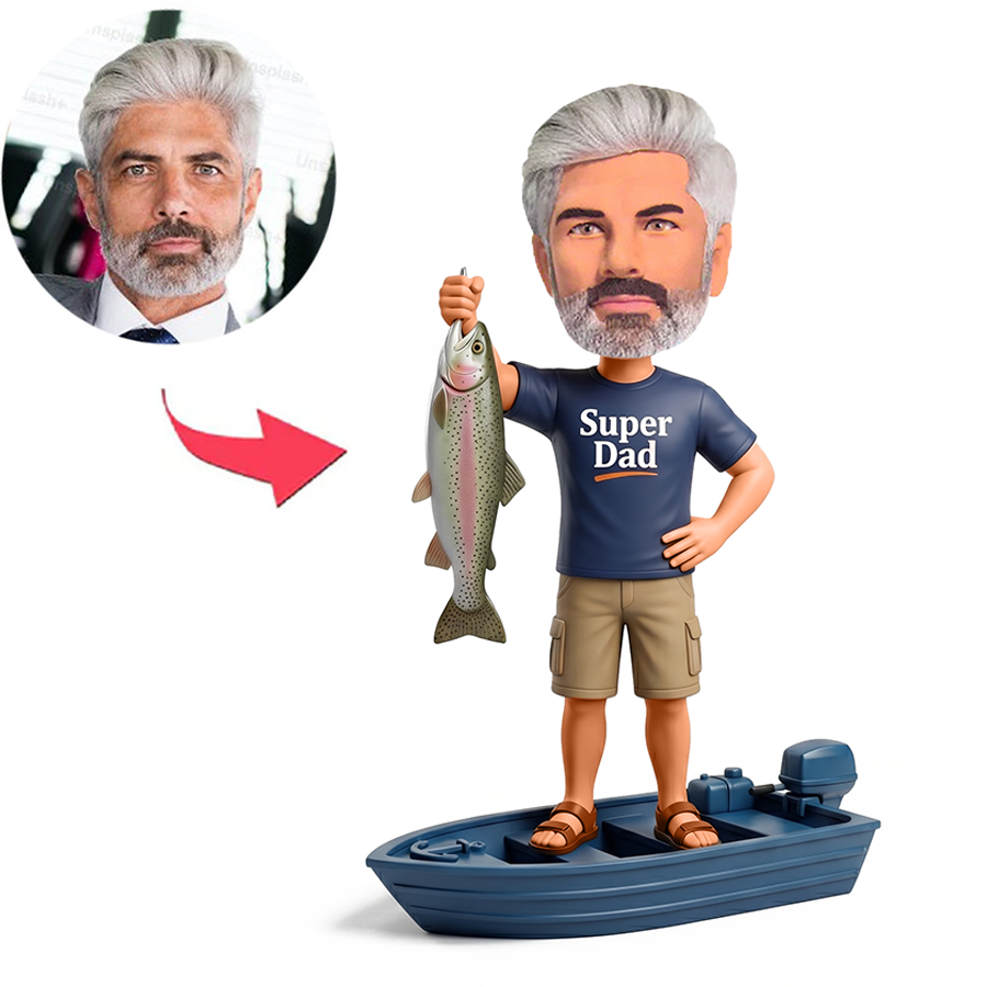 Fishing Enthusiast Dad Male Custom Bobbleheads