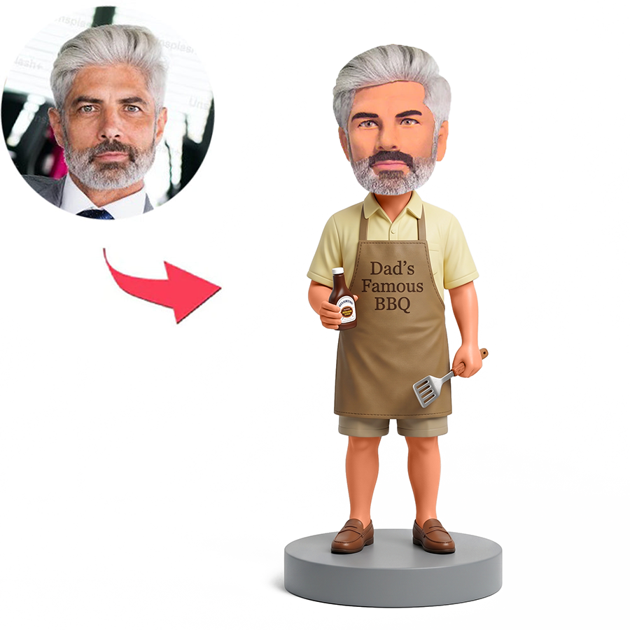 Dad Holding BBQ Spatula Male Custom Bobbleheads