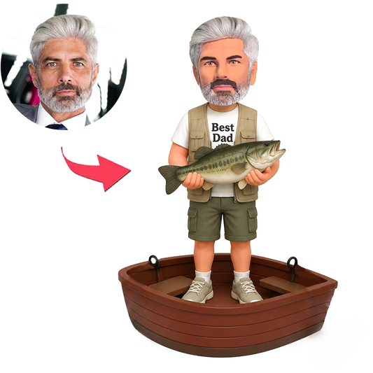 Casual Angler Dad Male Custom Bobbleheads