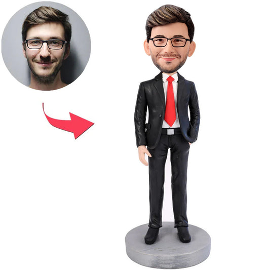 Male Executive in Red Tie Custom Bobbleheads