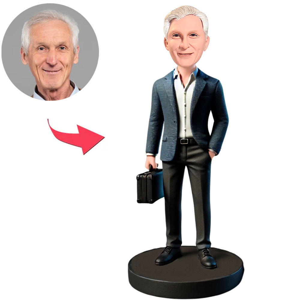 Business Man Holding Bag Custom Bobbleheads
