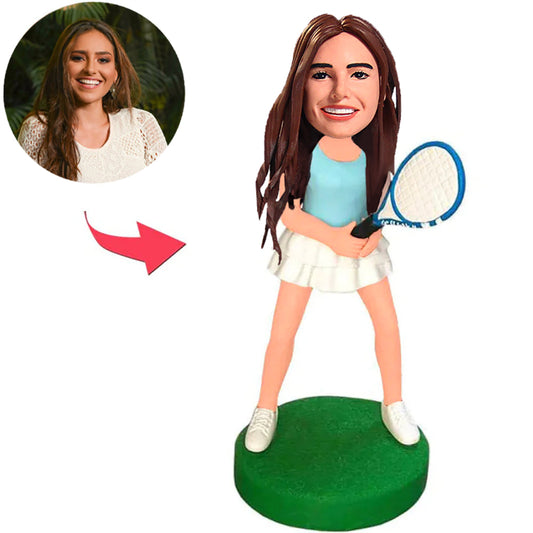 Tennis Player Women Custom Bobblehead