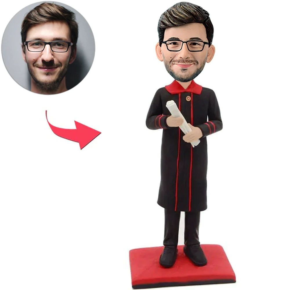Graduated Male with Certificate Custom Bobbleheads