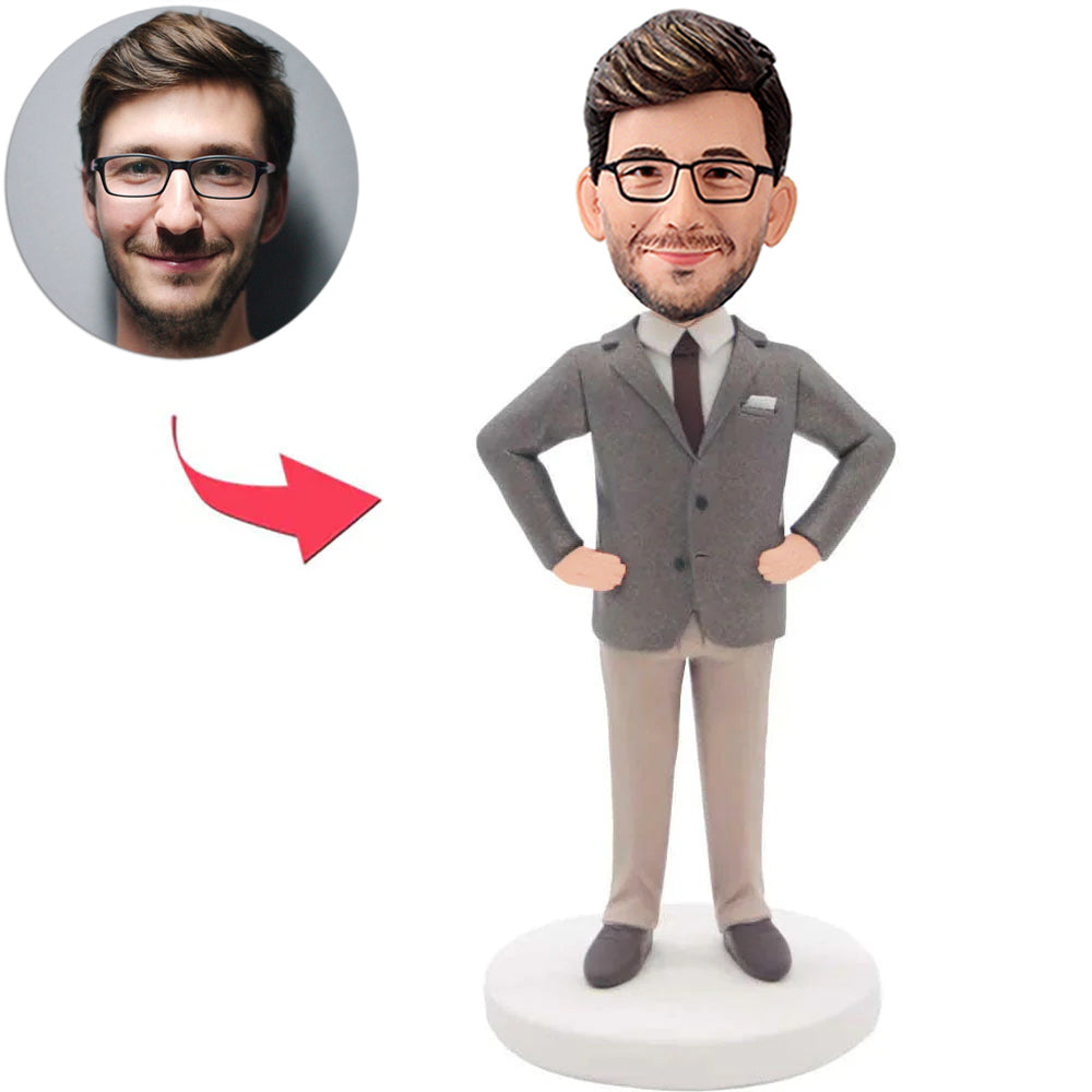 Business Man with Hands on Waist Custom Bobbleheads