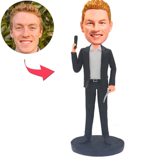 Cool Man with Gun Custom Bobbleheads