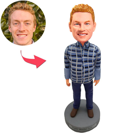 Custom Bobbleheads Man in Plaid Jacket