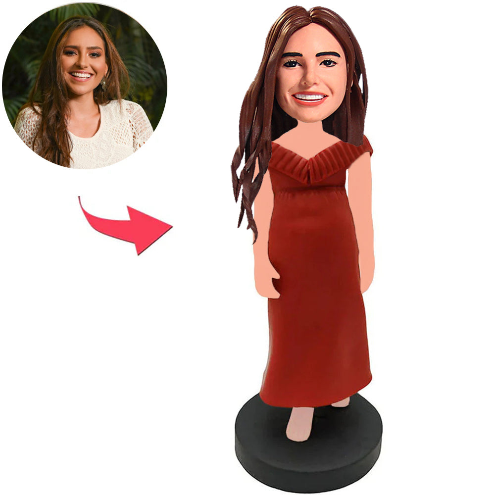 Red Dress Modern Girl Custom Bobbleheads