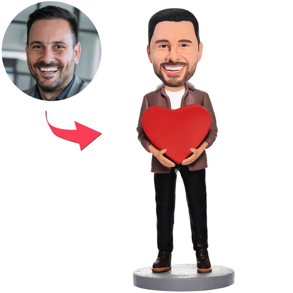 Happy Man with Heart Custom Bobbleheads