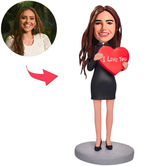 Woman Holding Love Heart Custom Bobbleheads
