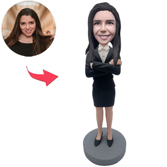 Custom Bobbleheads Business Woman Holding Arms